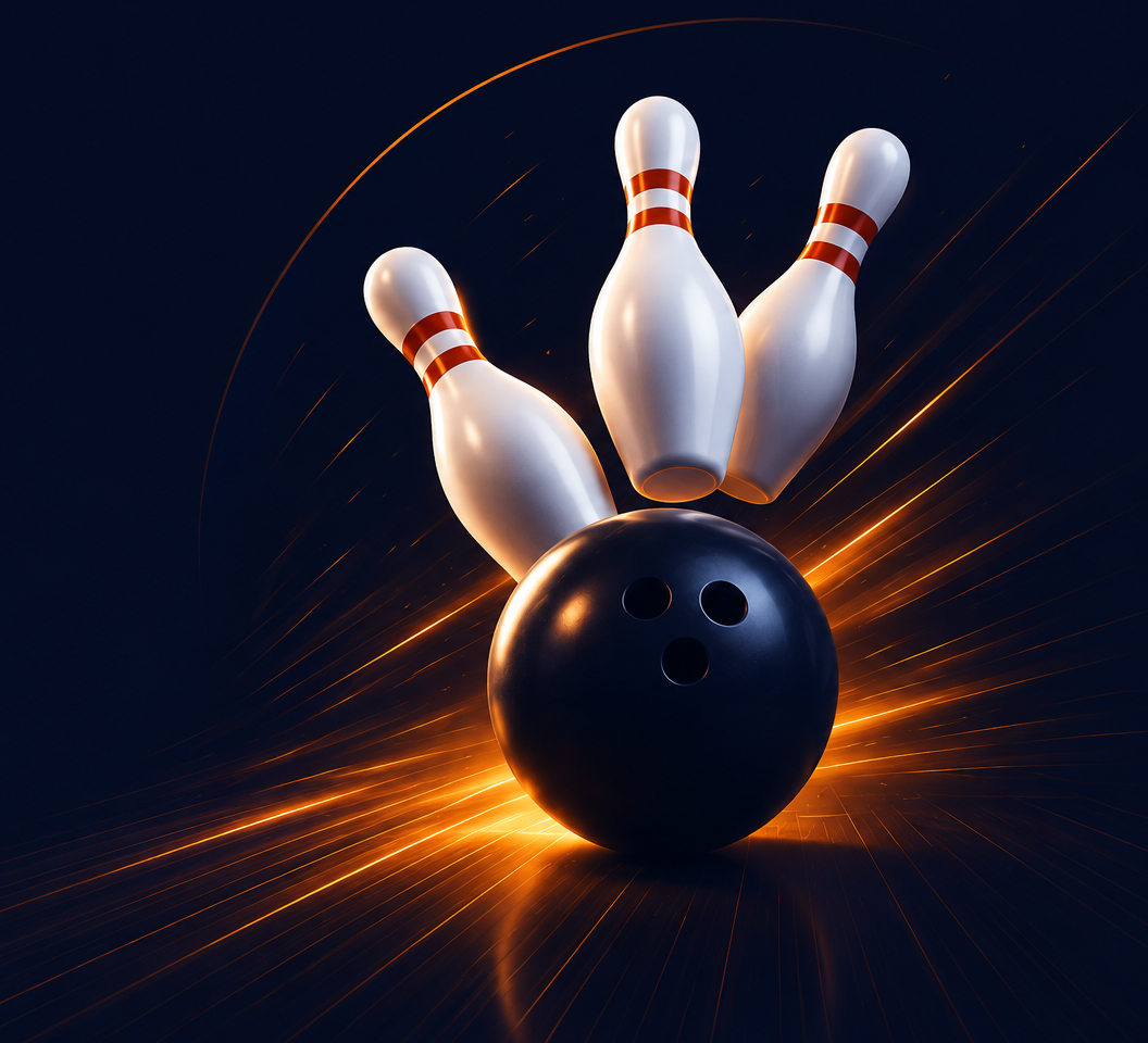 Bowlingová koule sráží kuželky